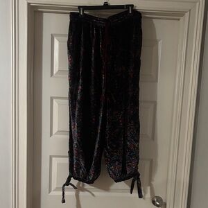 velvet capris with tie bottoms, anthropologie